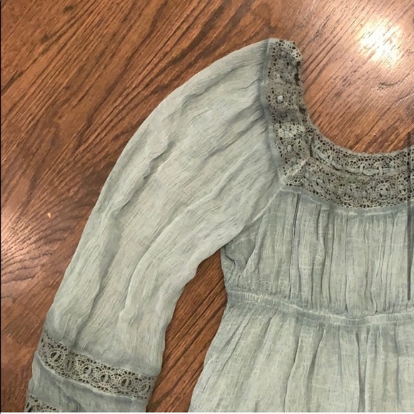 Free People Green Peasant Blouse Moonchaser Sz XS - Picture 4 of 7